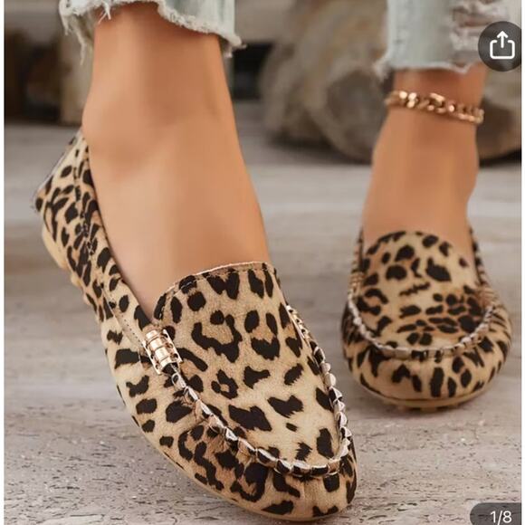 NIB XIUXIAN Leopard Print Casual Canvas Slip-On Loafers, sz 40 - Picture 1 of 10